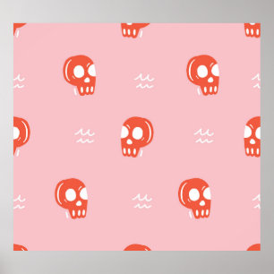 Poster Motif de tête rouge vintage