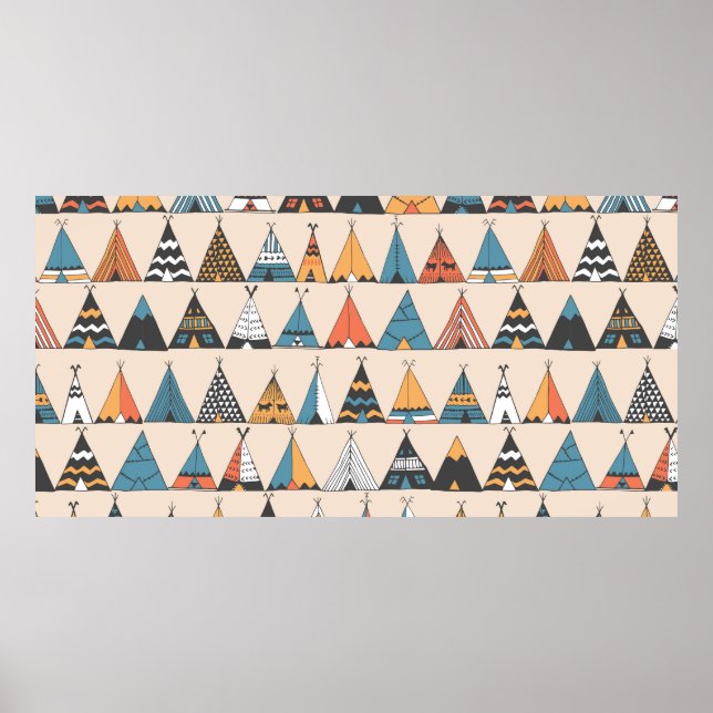 Poster Motif de tipi. Tente d'été autochtone de Wigwam (Devant)