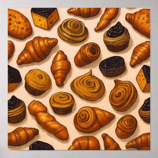Poster Motif de tissu à texture de pâte feuilletée sans c