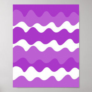 Poster Motif de vagues horizontales violet et blanc
