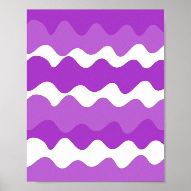 Poster Motif de vagues horizontales violet et blanc (Devant)