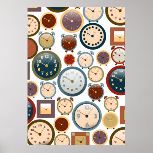 Poster Motif de vieilles horloges vintage