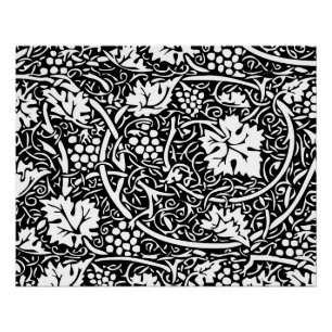 Poster Motif de vigne de raisin noir et blanc de William 