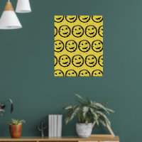 Motif de visage jaune heureux souriant taché cool