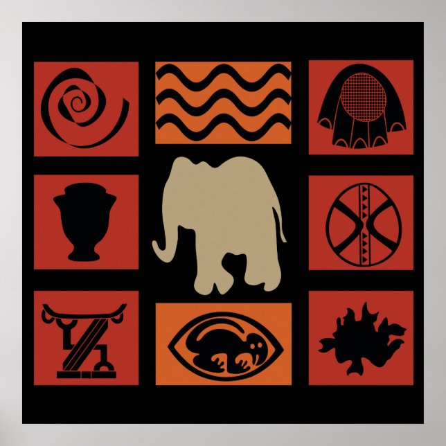 Poster motif d'éléphants de la tribu africaine (Devant)