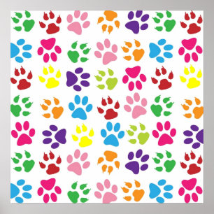 Poster Motif d'empreinte de patte d'animaux familiers