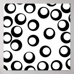 Poster Motif des cercles rétro noirs et blancs.