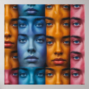 Poster Motif des faces colorées