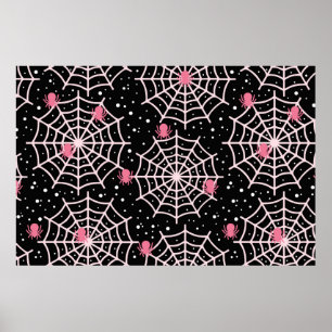 Poster Motif des toiles d'Halloween et araignées
