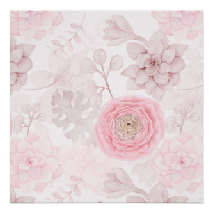 Poster Motif d'été illustrant la réussite des fleurs rose