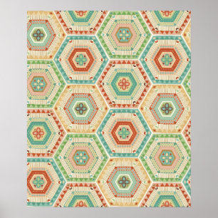 Poster Motif d'hexagone de sud-ouest d'étape   de Geo de