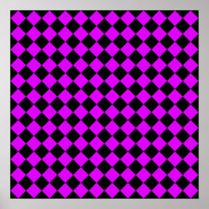 Poster Motif diamant à carreaux noir et violet