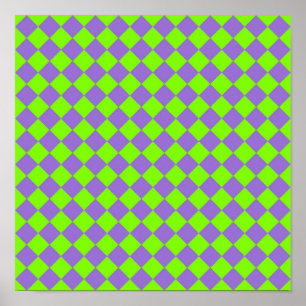 Poster Motif diamant à carreaux vert et violet