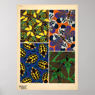 Poster Motif d'insectes Seguy Vintage Art Nouveau