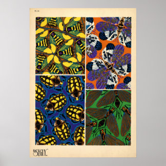 Poster Motif d'insectes Seguy Vintage Art Nouveau
