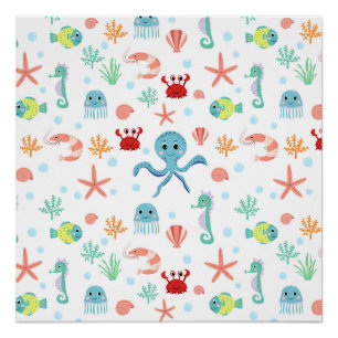 Poster Motif du monde marin