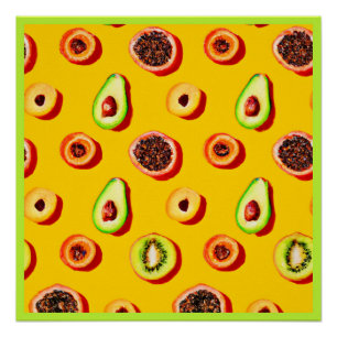 Poster Motif élégant à base de fruits néons