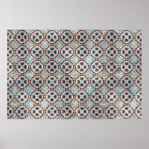 Poster Motif élégant de kaléidoscope de mosaïque de brun