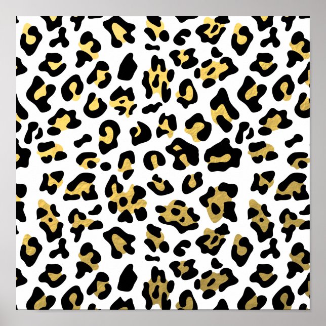 Poster Motif Empreinte de léopard noir Faux Gold Foil (Devant)