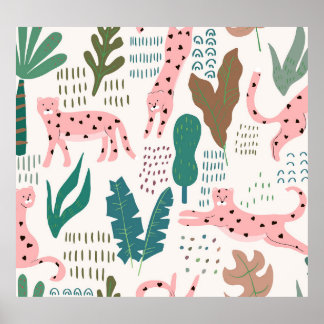 Poster Motif, empreinte de léopard, vintage.