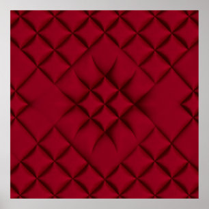 Poster Motif en cuir matelassé rouge profond