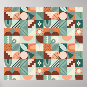 Poster Motif en mosaïque abstrait et géométrique.