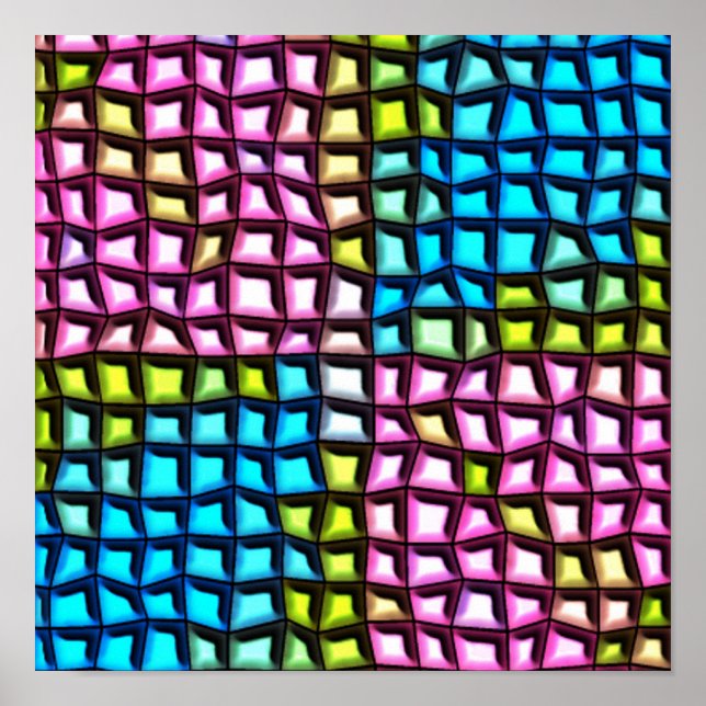 Poster Motif en mosaïque brillante (Devant)
