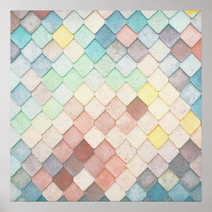 Poster Motif en mosaïque colorée