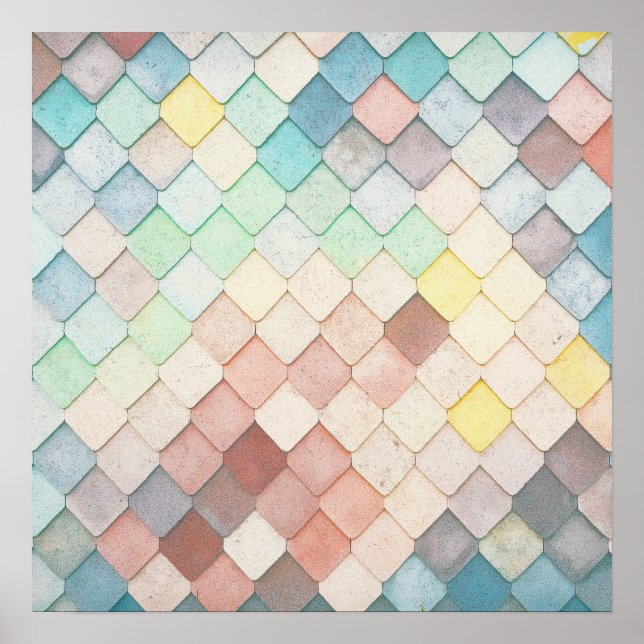 Poster Motif en mosaïque colorée (Devant)