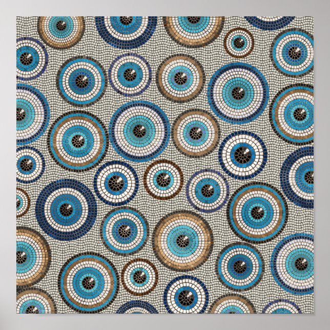 Poster Motif en mosaïque de l'oeil maléfique (Devant)