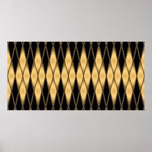 Poster Motif en or et noir sans couture