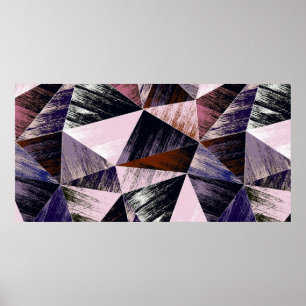 Poster Motif en polygone abstrait sans couture. Bleu, ros