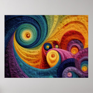 Poster Motif en spirale abstrait Texture de tourbillon 3D
