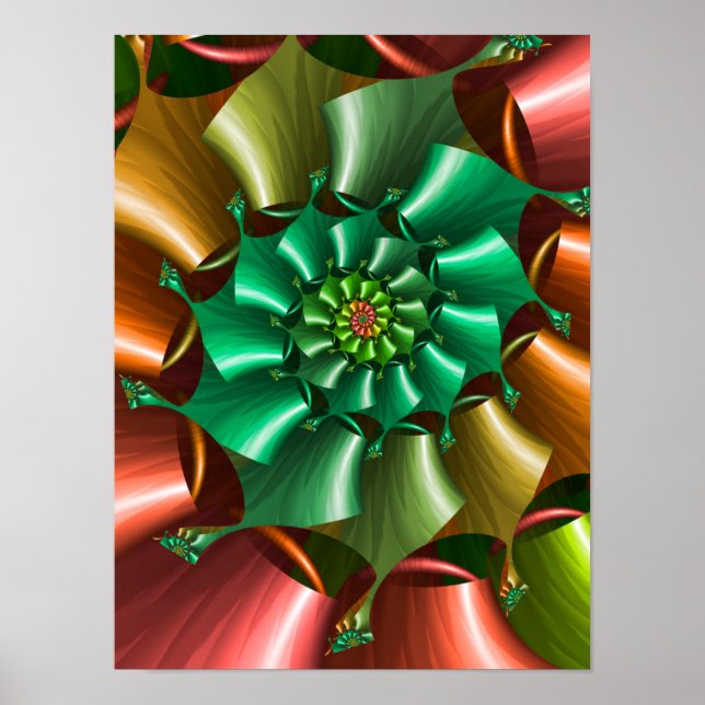 Poster Motif en spirale multicolore (Devant)