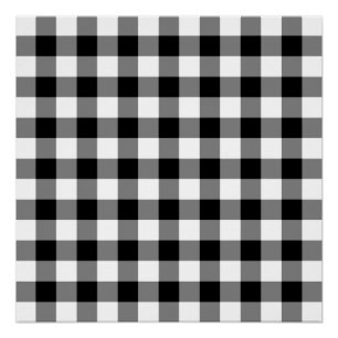 Poster Motif En vichy noir et blanc