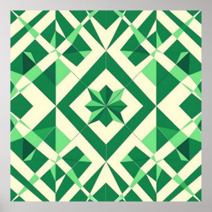 Poster Motif étoile géométrique vert émeraude