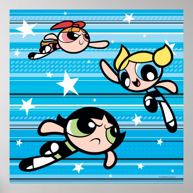 Poster Motif étoilé Powerpuff Girls (Devant)