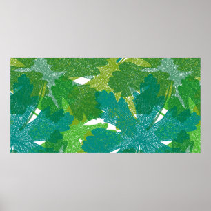 Poster Motif feuille vert transparent