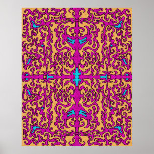 Poster Motif flamboyant néon rose pink baroque