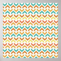 Motif fléché rétro orange sarcelle or