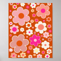 Motif Fleur Rétro En Orange Peach Rose Floral
