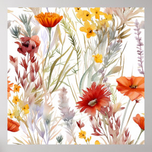 Poster Motif Fleur sauvage du désert de l'aquarelle vive