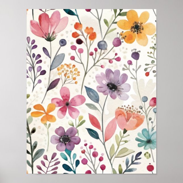 Poster Motif fleur sauvage Floral Whimsical (Devant)