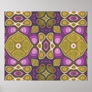 Poster Motif fleuri d'art de hanche ocre pourpre rose de