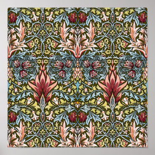 Poster Motif floral à tête de serpent de William Morris