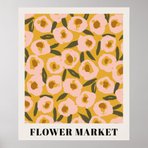 Poster Motif floral audacieux à l'encre Botanique dessi