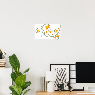 Poster Motif floral avec Fleur orange et jaune