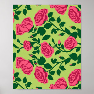 Poster Motif floral de rose rose