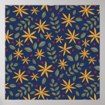 Motif floral doré, dessin botanique