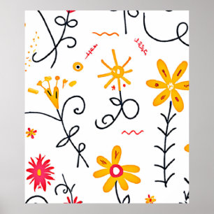 Poster Motif Floral Fantaisiste